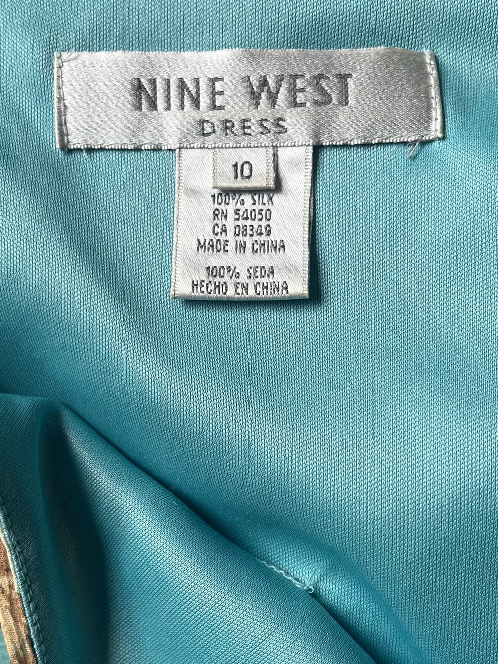 NINE WEST 100% Silk Drop Waist Dress with Asymmetrical Layered Skirt - Picture 4 of 6